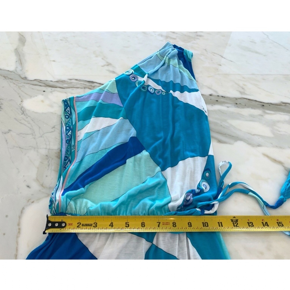 EMILIO PUCCI BLUE PRINTED ONE SHOULDER DRESS MODEL 41WH40 SiZE IT 40 / US 6 NWTS - Picture 10 of 12